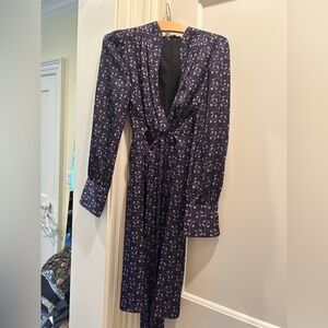 Floral Black and Purple Belted dress